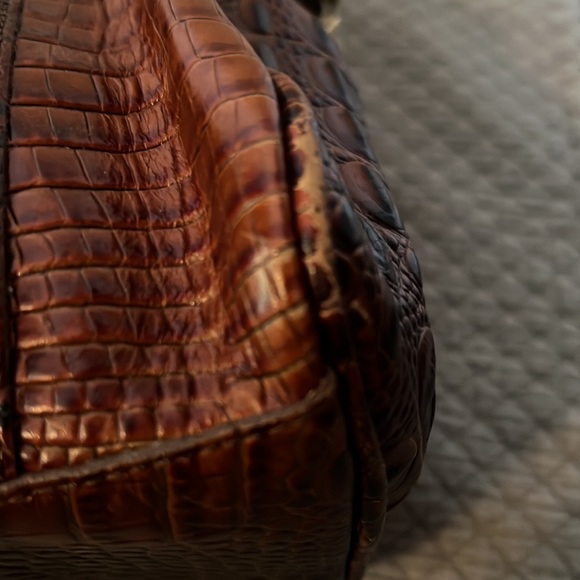 Brahmin satchel crocodile embossed brown leather large EUC Price Is Firm - Picture 9 of 13